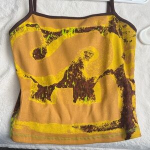 Diesel Yellow and Brown Abstract Camisole